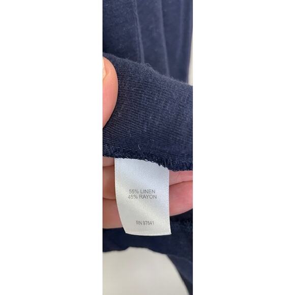 J Jill Linen Rayon Blend Knit Blazer Jacket Small Open Front Navy Blue - Picture 4 of 7